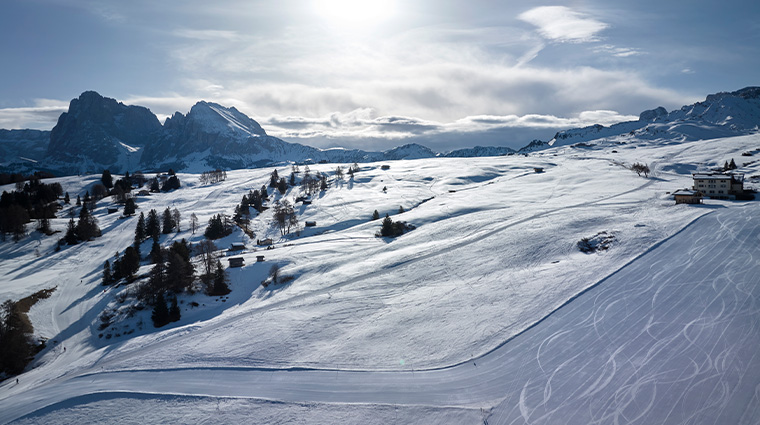 alpina dolomites view cool tone snow