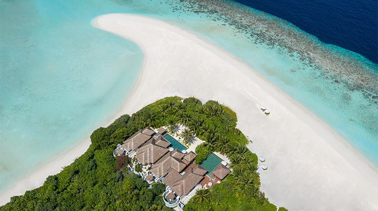 anantara kihavah maldives villas aerial three bedroom double pool beach residence