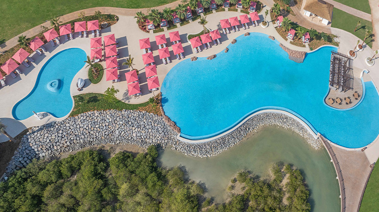 Anantara Mina Al Arab Ras Al Khaimah Resort Aerial View Swimming Pool Mangroves Wide Angle