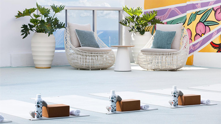 andaz miami beach fitness center terrace yoga matt