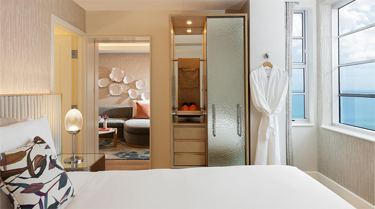 andaz miami beach ocean view balcony suite bedroom with closet