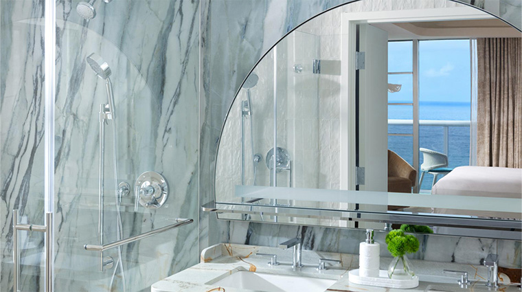andaz miami beach suite bathroom with ocean reflections