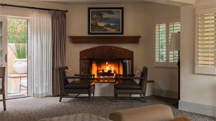 casa palmero at pebble beach guestroom fireplace