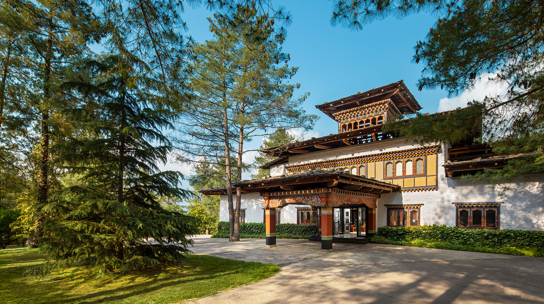 COMO Uma Paro hotel entrance in Bhutan