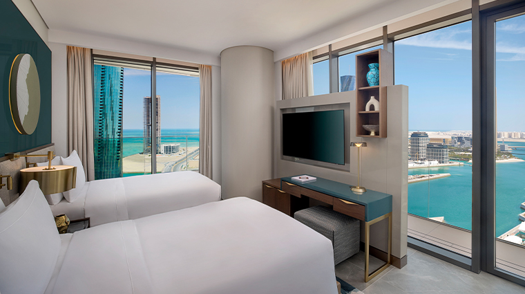 conrad bahrain financial harbour twin bedroom with view