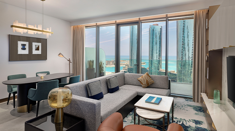 conrad bahrain financial harbour two bedroom suite living room