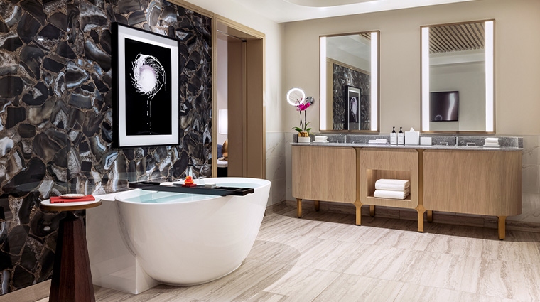 conrad las vegas at resorts world new bathroom with tub