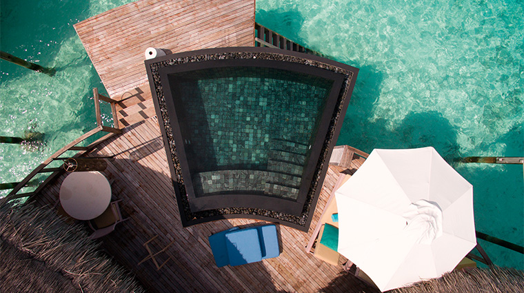 constance halaveli maldives villa pool aerial