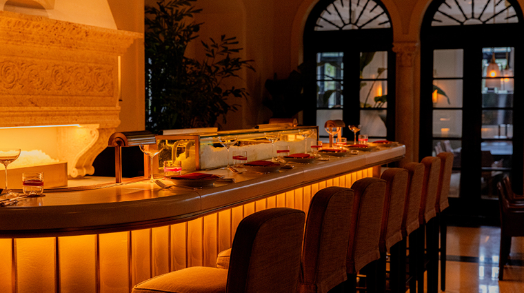 crudo bar four seasons hotel at the surf club counter