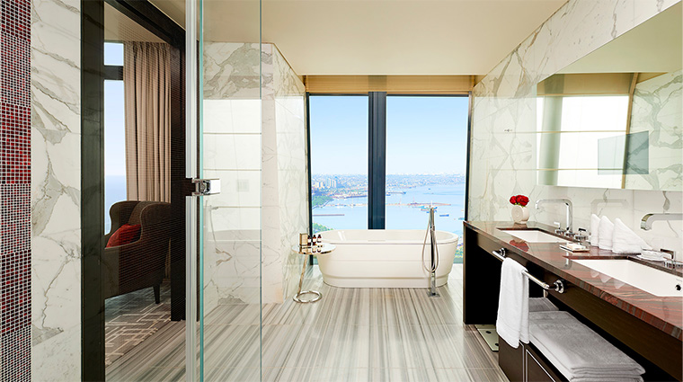 fairmont baku flame towers fairmont gold signature suite sea view bathroom