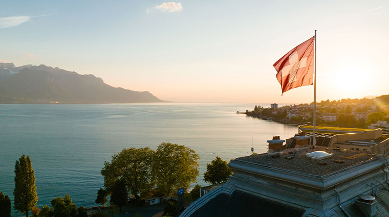 fairmont le montreux palace roof drone view