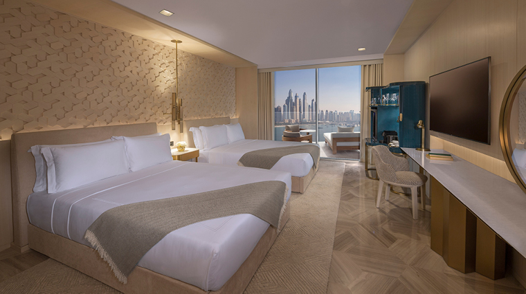 five palm jumeirah deluxe sea view double queen bedroom