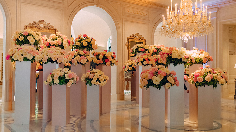 four seasons hotel george v paris lobby peonies