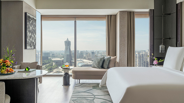 four seasons hotel hangzhou at hangzhou center bedroom view