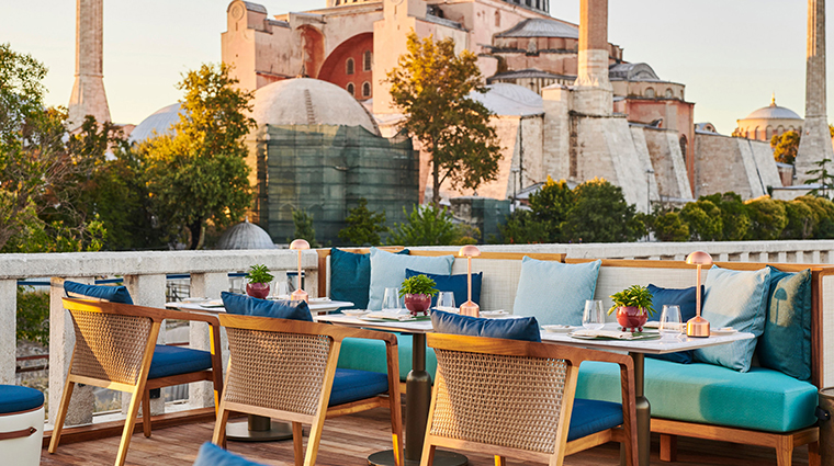 four seasons hotel istanbul at the sultanahmet terrace dining view