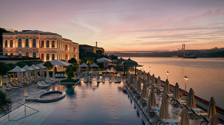 four seasons hotel istanbul at the bosphorus exterior pool evening