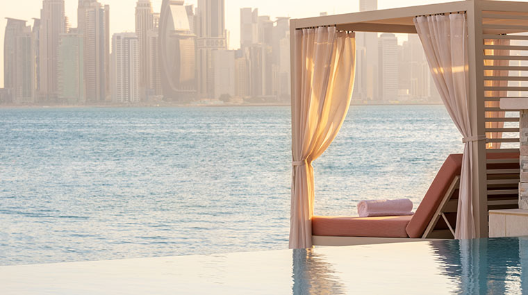 four seasons resort and residences at the pearl qatar pool cabana west bay views