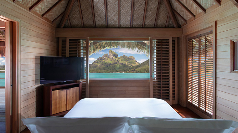 four seasons resort bora bora bungalow bed
