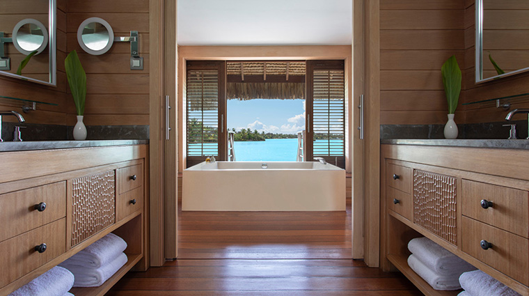 four seasons resort bora bora water bungalow bath