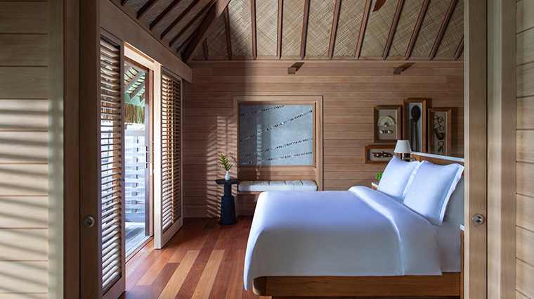 four seasons resort bora bora water bungalow bed