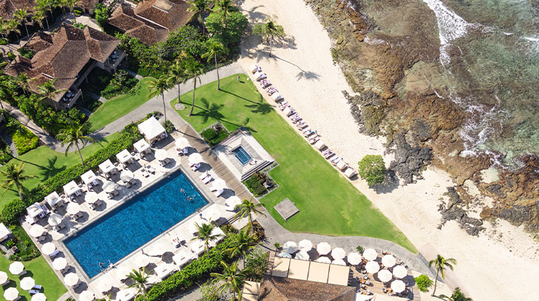 four seasons resort hualalai pool beach aerial2023