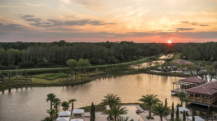 four seasons resort orlando at walt disney world resort aerial view sunset
