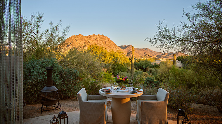 four seasons resort scottsdale at troon north patio dining sunset view