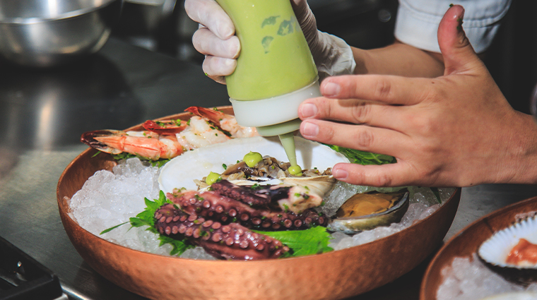 gaia at maykana building the seafood tower