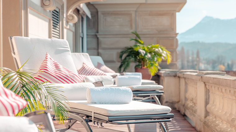 grand hotel national luzern Spa terrace with sun loungers2