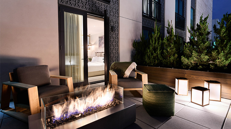 halcyon a hotel in cherry creek fireplace terrace