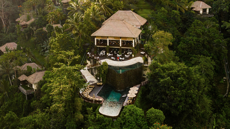 hanging gardens of bali aerial exterior