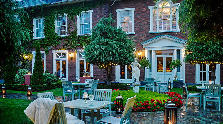 hayfield manor garden terrace by night