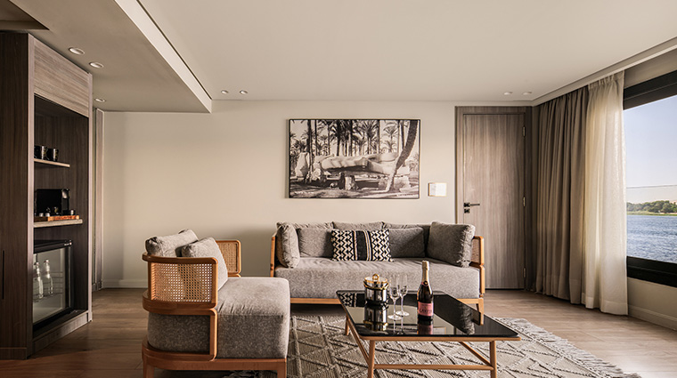 historia the boutique hotel nile cruise presedintial suite seating area
