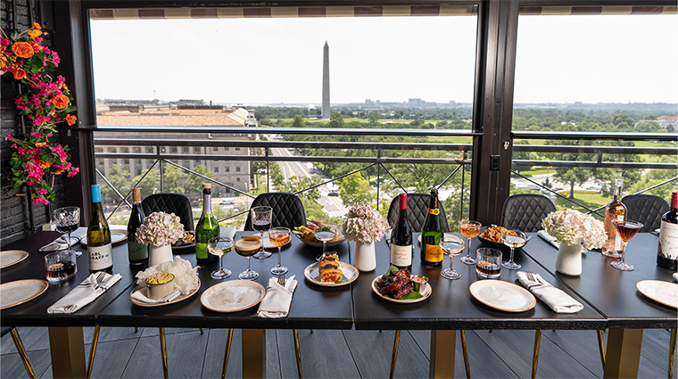 hotel washington vue rooftop dining table daytime