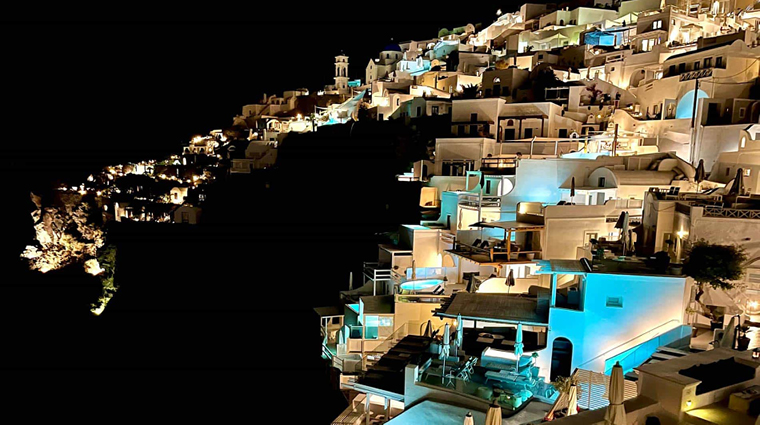 iconic santorini night view destination and hotel