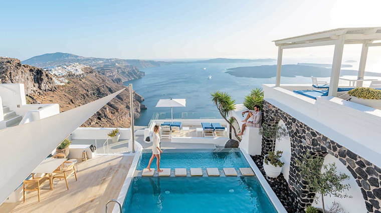 iconic santorini pool and private terrace view 1