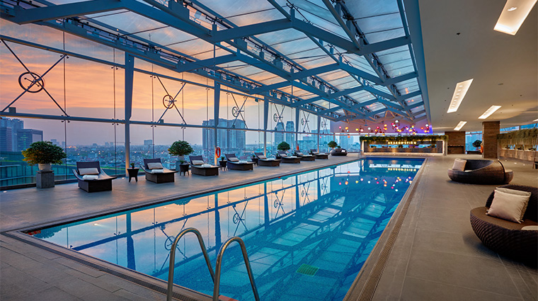 jw marriott hotel hanoi swimming pool dusk
