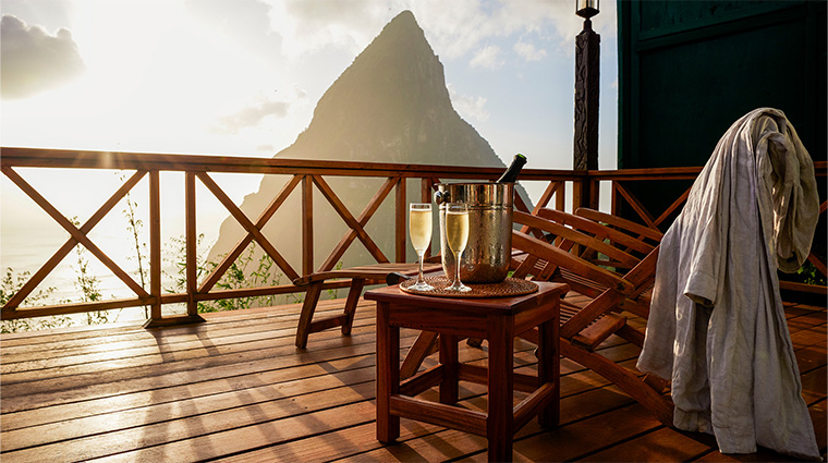 ladera resort saint lucia le petit fleur champagne sunset view