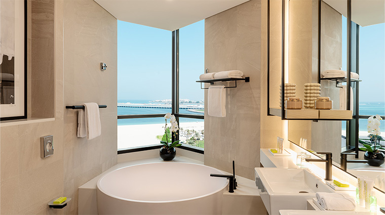 le royal meridien beach resort and spa bathroom with view