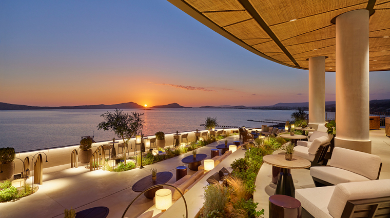 mandarin oriental costa navarino admirals lounge dusk