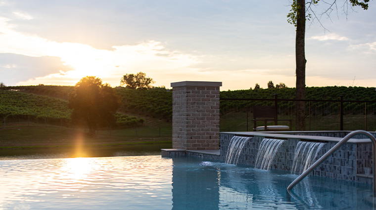 nicewonder farm and vineyards infinity pool sunset