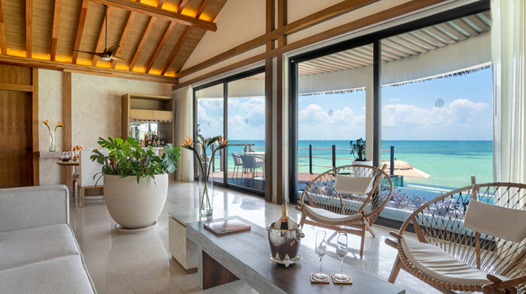 palafitos overwater bungalows lobby view