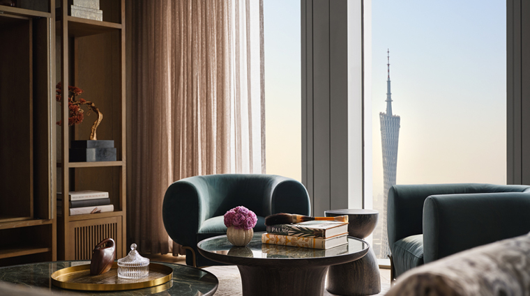 rosewood guangzhou living room with canton tower view