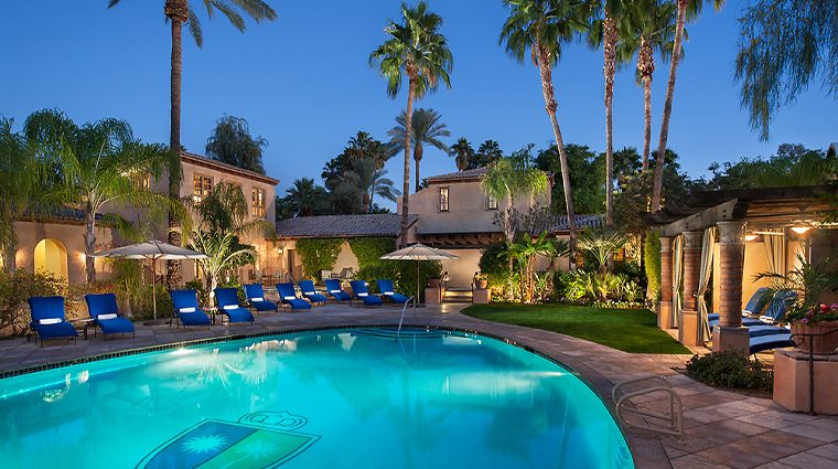 royal palms resort and spa pool dusk