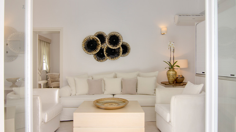 santorini secret suites spa junior villa living room