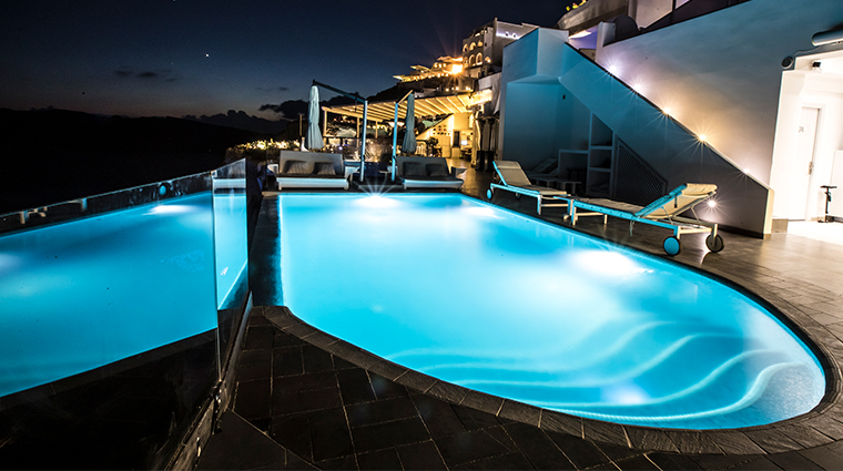 santorini secret suites spa pool night