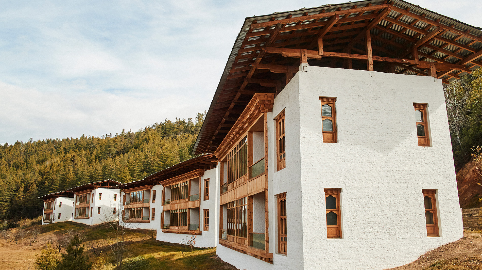 Six Senses Thimphu lodge exterior in Bhutan