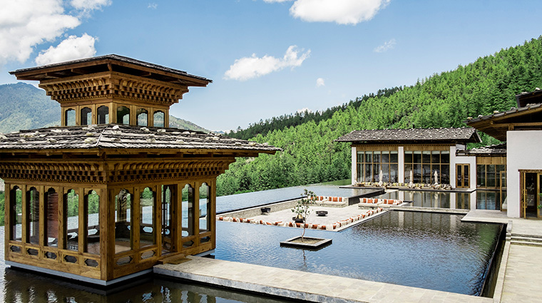 six senses bhutan thimphu bhutan exterior reflecting pond