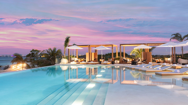 sls cancun hotel residences pool sunset