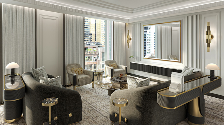 sofitel new york one bedroom king penthouse manhattan skyline view living room